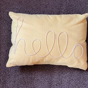 Yellow "hello" Embroidered Decorative Pillow
